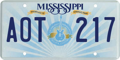 MS license plate AOT217