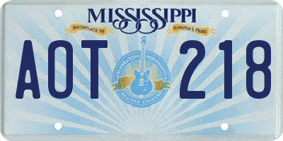 MS license plate AOT218