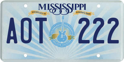 MS license plate AOT222