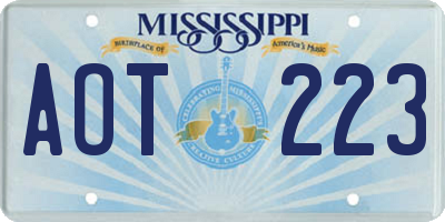 MS license plate AOT223