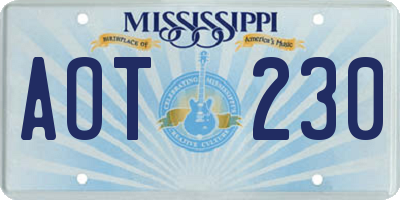 MS license plate AOT230