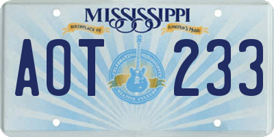 MS license plate AOT233