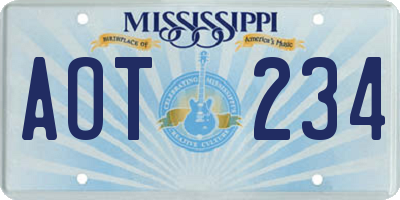 MS license plate AOT234