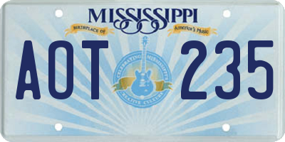 MS license plate AOT235