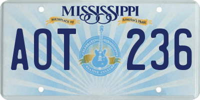 MS license plate AOT236