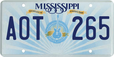 MS license plate AOT265