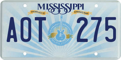 MS license plate AOT275