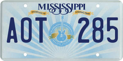 MS license plate AOT285