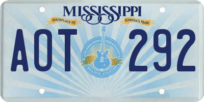MS license plate AOT292