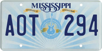 MS license plate AOT294