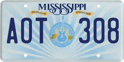 MS license plate AOT308