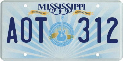 MS license plate AOT312