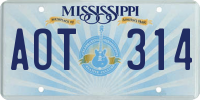 MS license plate AOT314