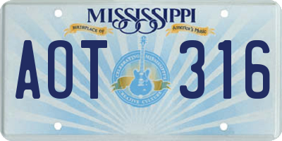 MS license plate AOT316