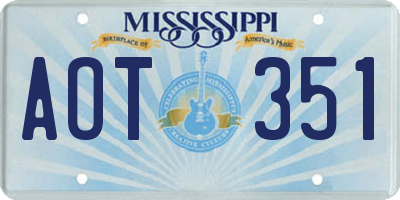 MS license plate AOT351