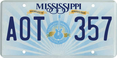 MS license plate AOT357
