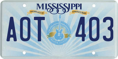 MS license plate AOT403