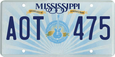MS license plate AOT475