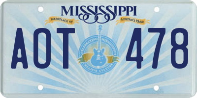 MS license plate AOT478