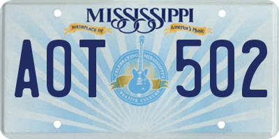 MS license plate AOT502