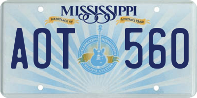 MS license plate AOT560