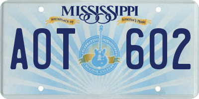 MS license plate AOT602