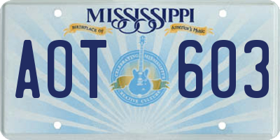 MS license plate AOT603