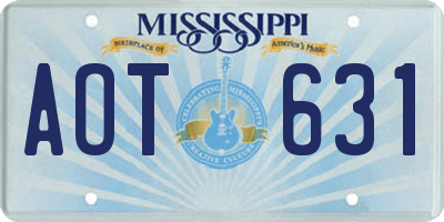 MS license plate AOT631
