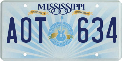 MS license plate AOT634