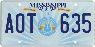 MS license plate AOT635