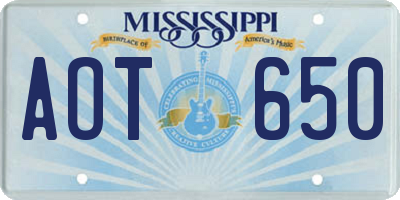 MS license plate AOT650