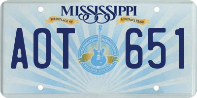 MS license plate AOT651