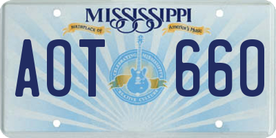 MS license plate AOT660