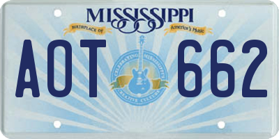 MS license plate AOT662