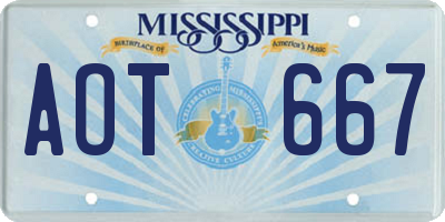 MS license plate AOT667