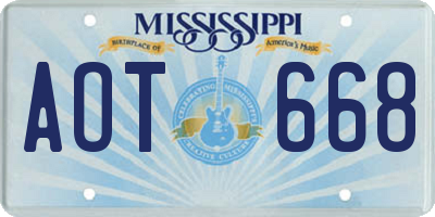 MS license plate AOT668
