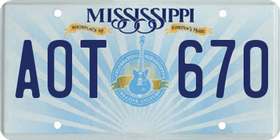 MS license plate AOT670