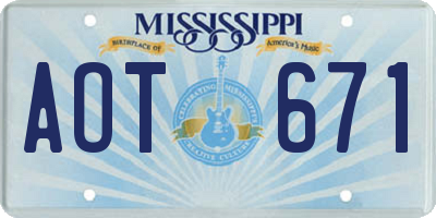 MS license plate AOT671