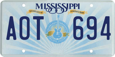 MS license plate AOT694