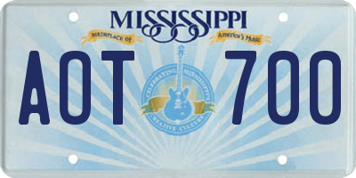 MS license plate AOT700