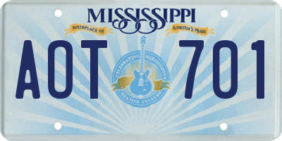 MS license plate AOT701
