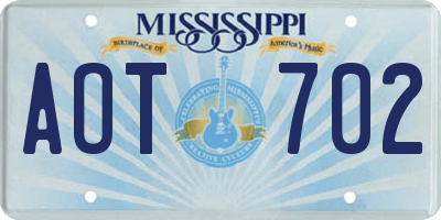 MS license plate AOT702