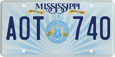 MS license plate AOT740