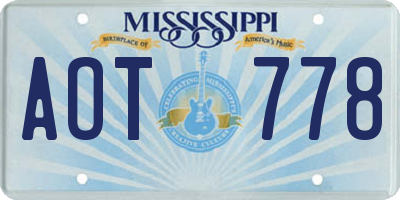 MS license plate AOT778