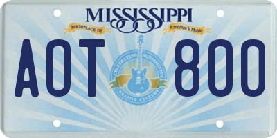 MS license plate AOT800