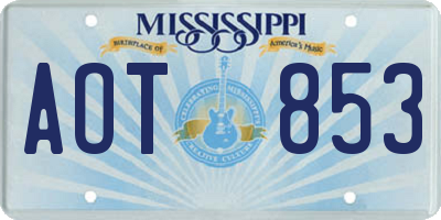 MS license plate AOT853