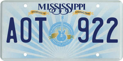 MS license plate AOT922