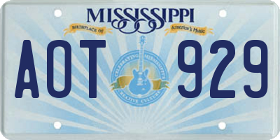 MS license plate AOT929