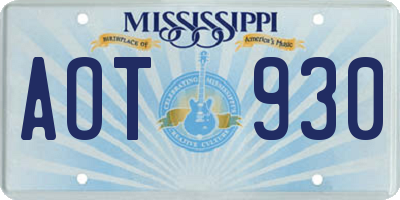 MS license plate AOT930