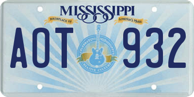 MS license plate AOT932